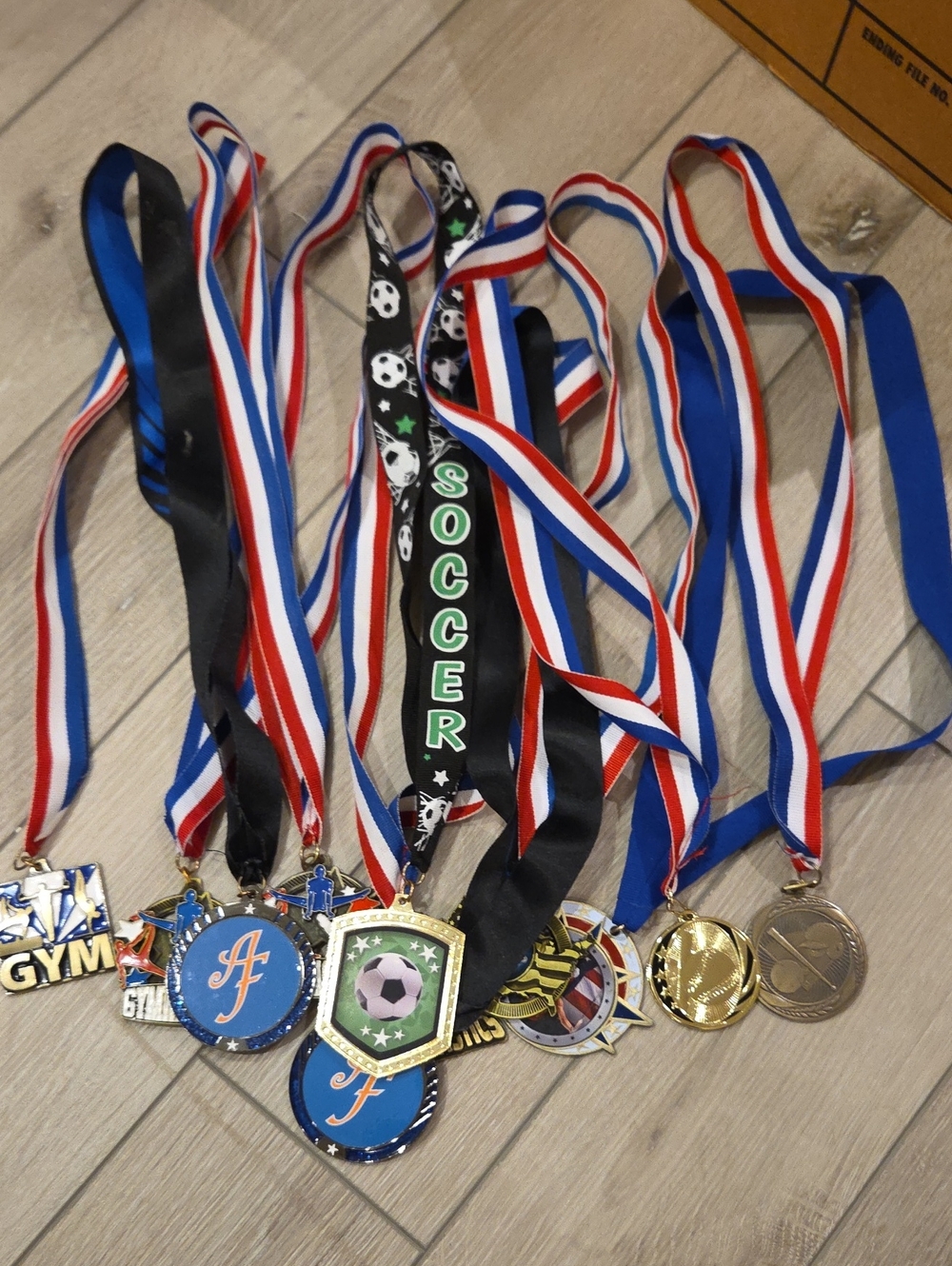 Kids  Medal Necklaces - Red White Blue Ribbon
